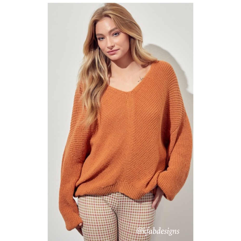 NEW! V Neck Soft Camel Relaxed Fit Sweater!
